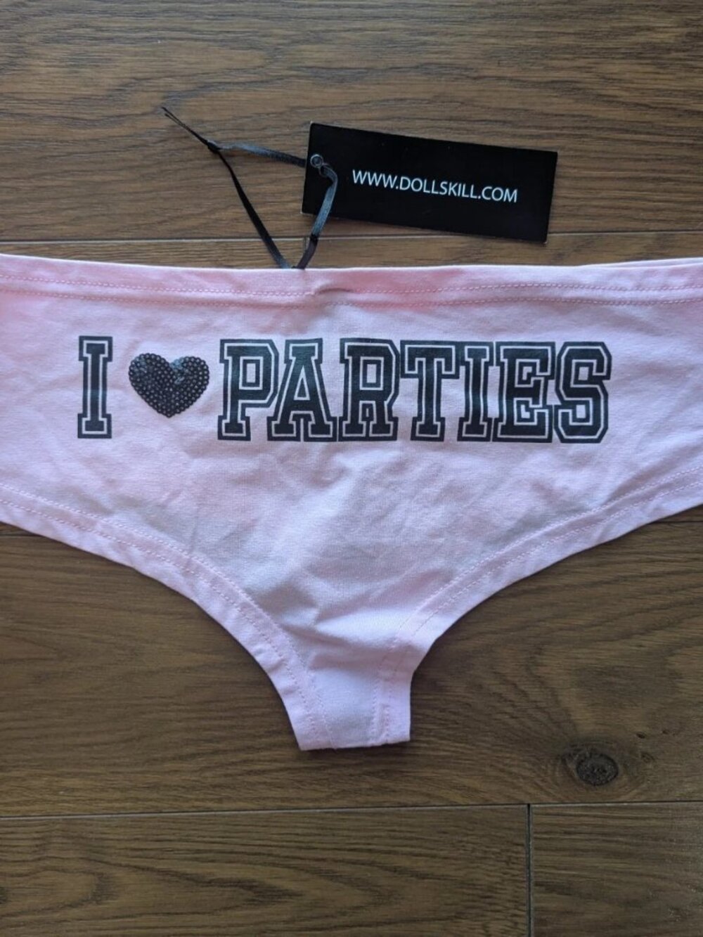 Dolls Kill "I Heart Parties" Cheeky Panties Pink Small NWT Rare Unreleased